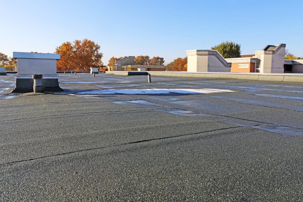 Weatherproof roofing surface on a commercial property